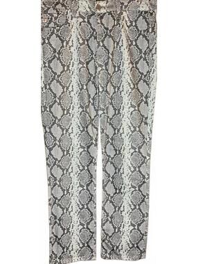 Adriano Goldschmied Jeans 30R White Gray Snakeskin Print Mid-Rise Straight